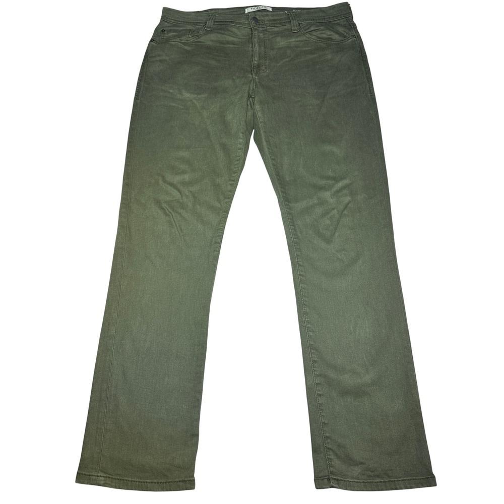 Fidelity Denim Jimmy Jeans Mens 38x34 Straight Leg Army Green Stretch 5 Pocket